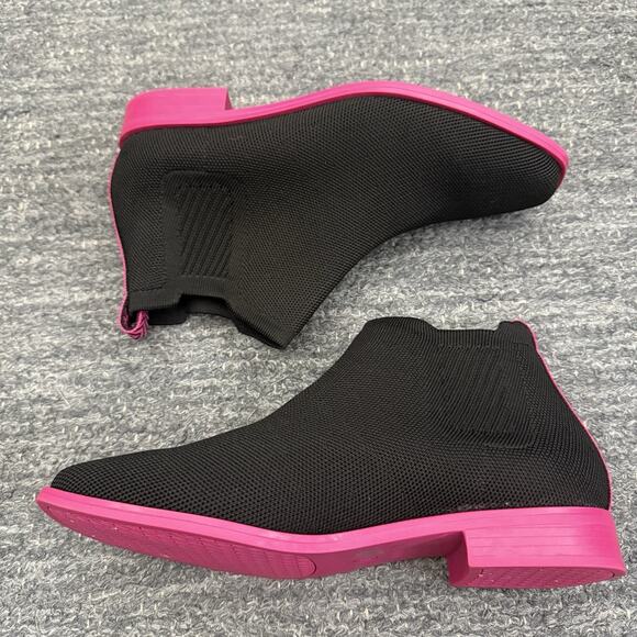 Vivaia Ryan Pro Square Toe Ankle Boots 7.5 Black Knit Water Repellent Booties - Picture 9 of 12